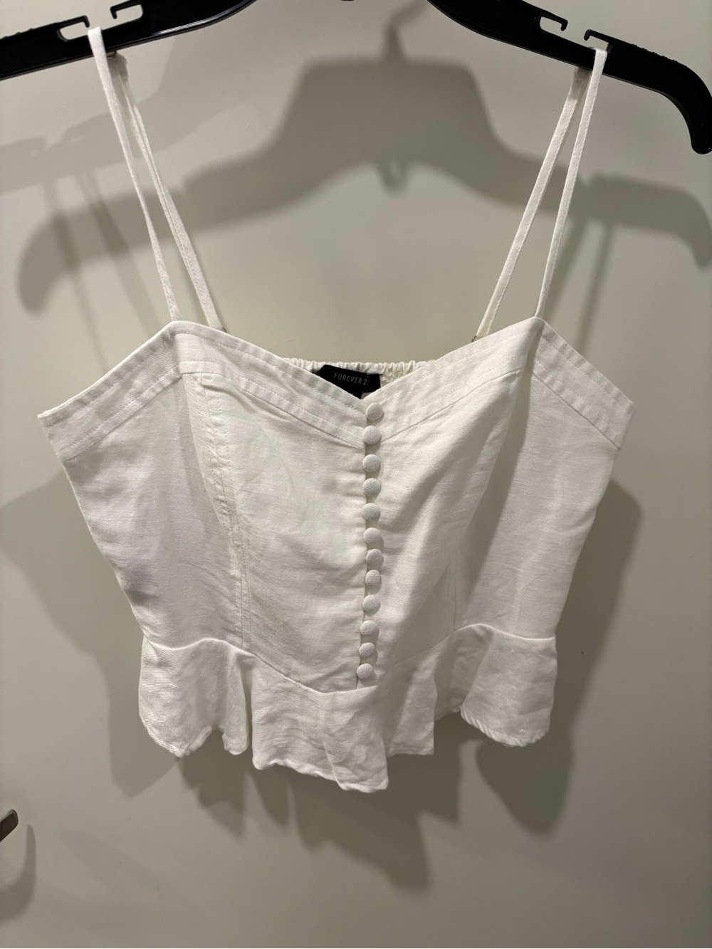 Forever 21 White Button-Front Peplum Cami